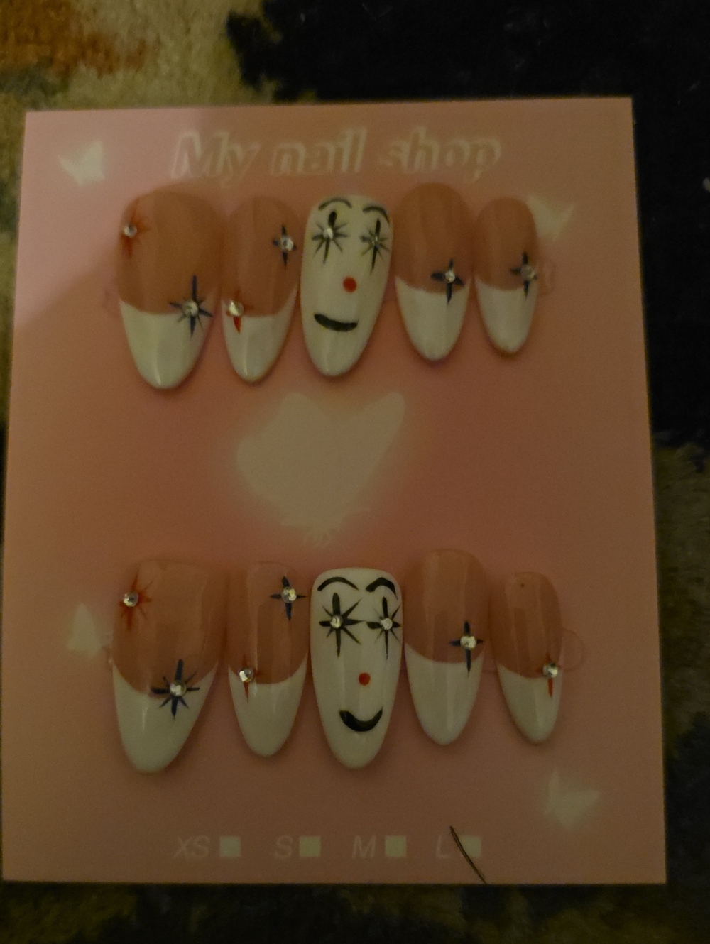 Press-On Nail Set - Pink and White Size Large 04348